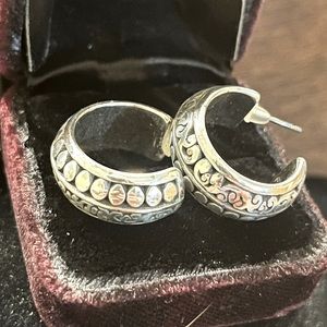 Intricate Silver Hoop Earrings
